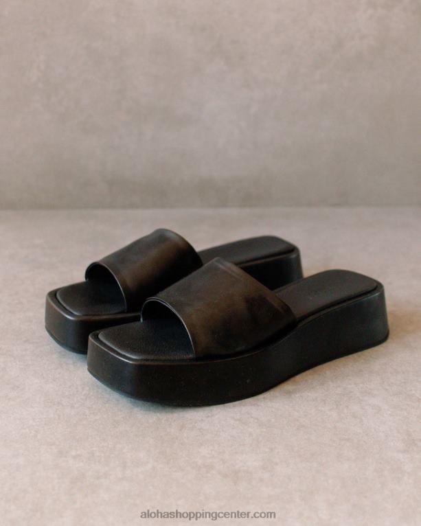 janice - črni veganski usnjeni sandali ženske Alohas 0D4R8404