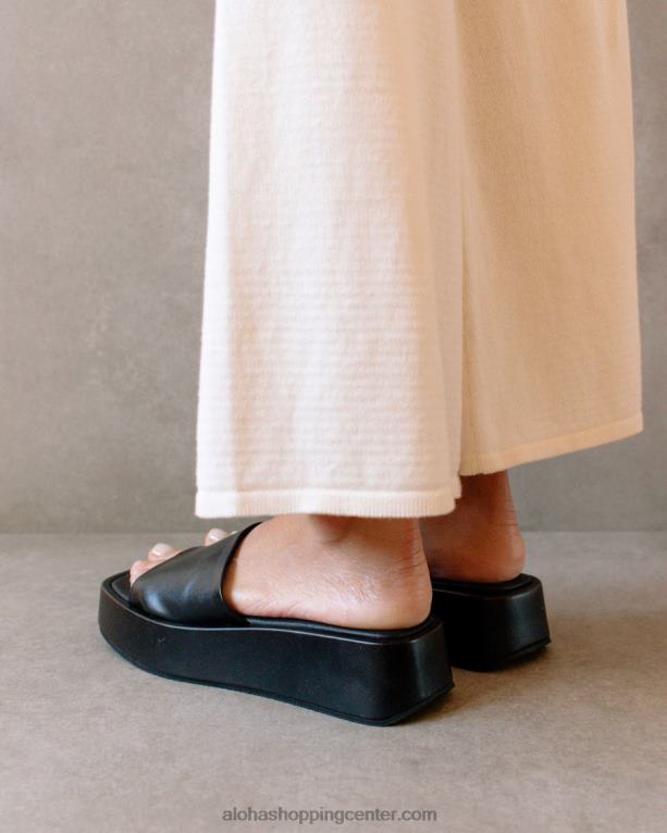 janice - črni veganski usnjeni sandali ženske Alohas 0D4R8404