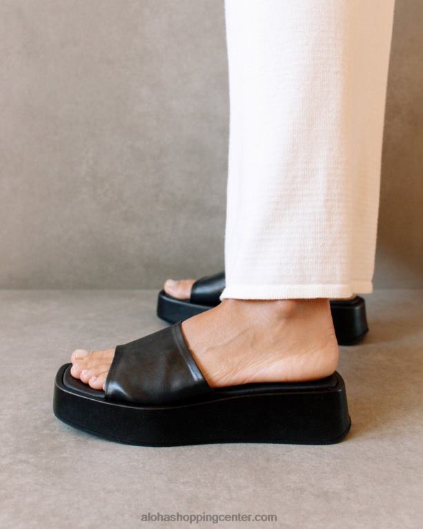 janice - črni veganski usnjeni sandali ženske Alohas 0D4R8404