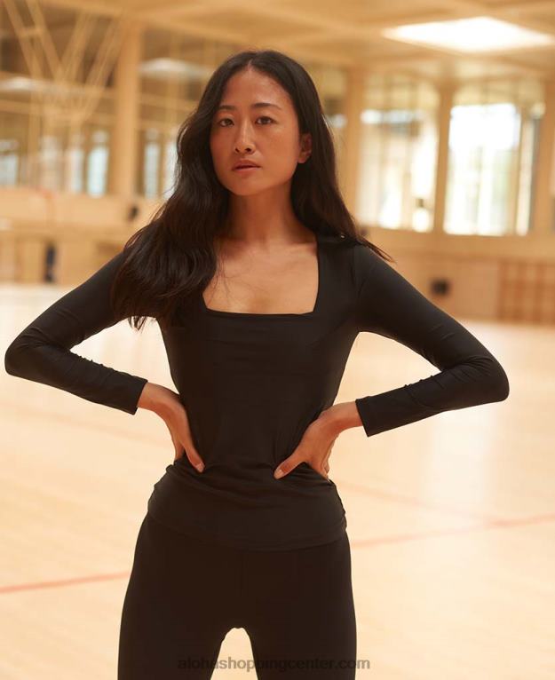 jedro - črn top z dolgimi rokavi ženske Alohas 0D4R8621