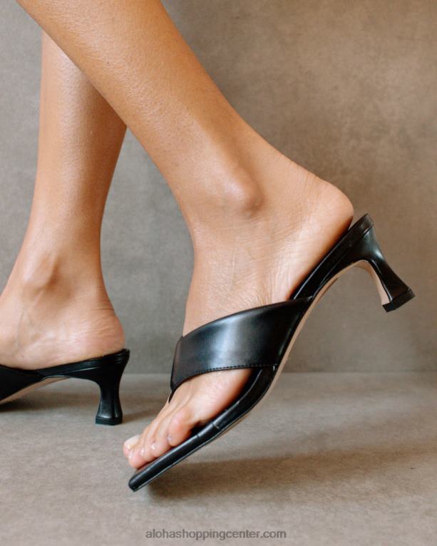 jolla - črni veganski usnjeni sandali ženske Alohas 0D4R8498