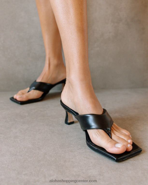 jolla - črni veganski usnjeni sandali ženske Alohas 0D4R8498