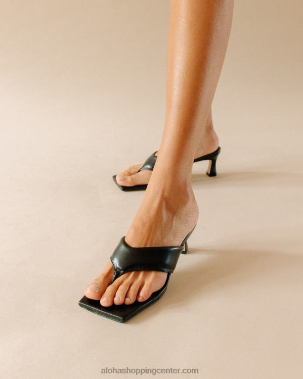 jolla - črni veganski usnjeni sandali ženske Alohas 0D4R8498