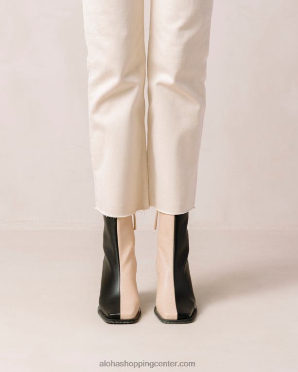 južna koruza - črni in bež veganski usnjeni škornji ženske Alohas 0D4R8201