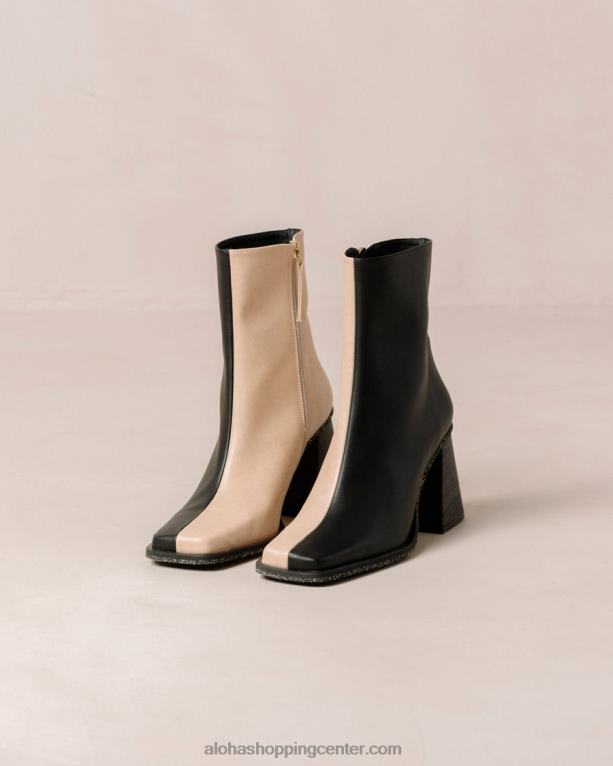 južna koruza - črni in bež veganski usnjeni škornji ženske Alohas 0D4R8201