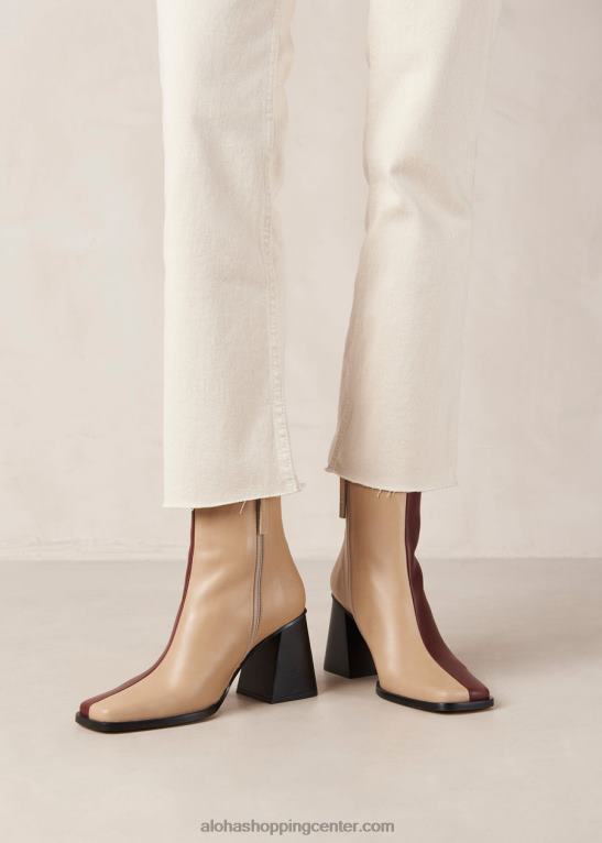 južni dvobarvni - bež in rdeči usnjeni škornji ženske Alohas 0D4R8206