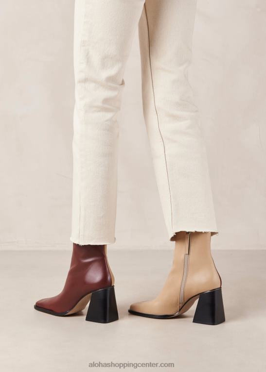 južni dvobarvni - bež in rdeči usnjeni škornji ženske Alohas 0D4R8206