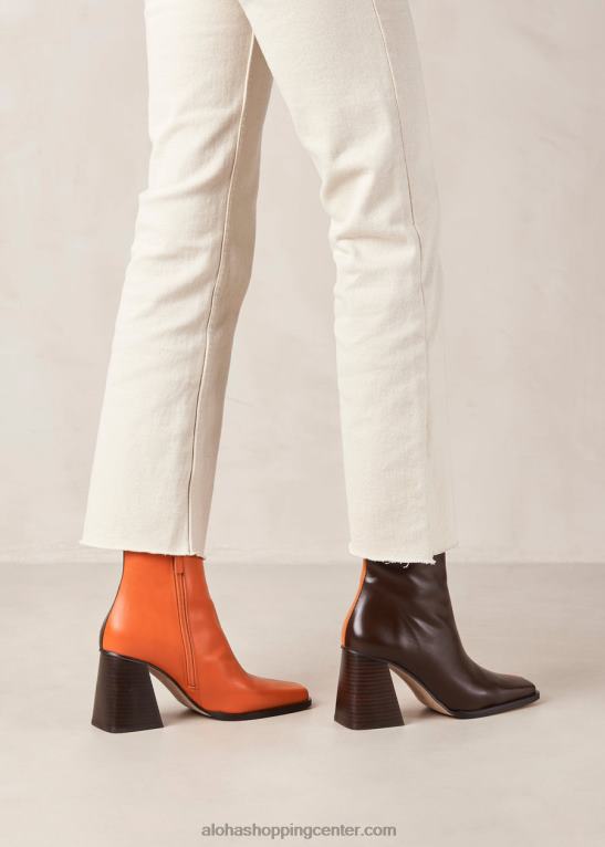 južni dvobarvni - rjavi in ​​oranžni usnjeni škornji ženske Alohas 0D4R8205