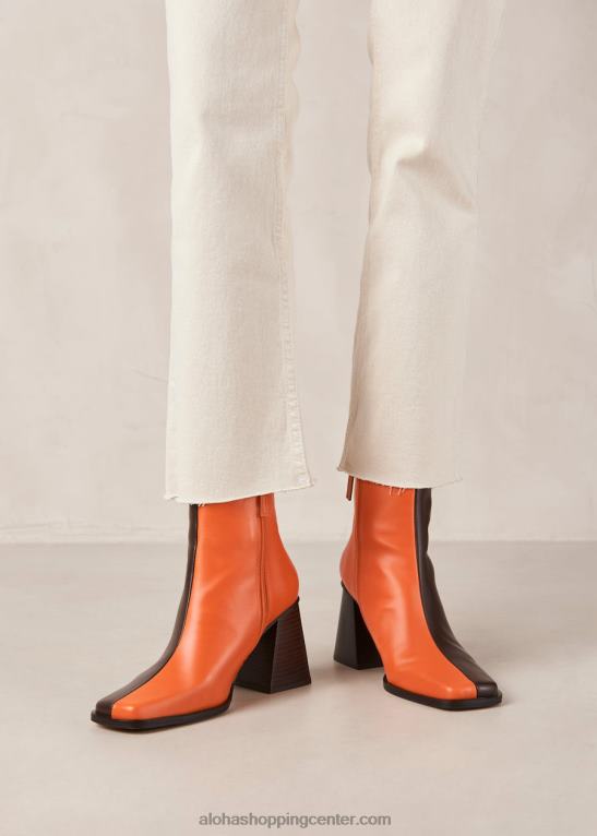 južni dvobarvni - rjavi in ​​oranžni usnjeni škornji ženske Alohas 0D4R8205