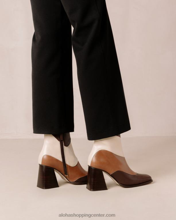 južni patchwork - beli in rjavi usnjeni škornji ženske Alohas 0D4R8208