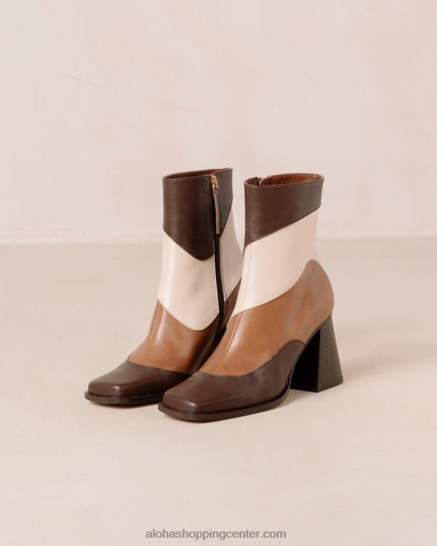 južni patchwork - beli in rjavi usnjeni škornji ženske Alohas 0D4R8208