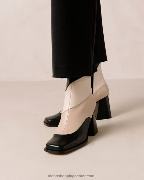 južni patchwork - črni in bež usnjeni škornji ženske Alohas 0D4R8207