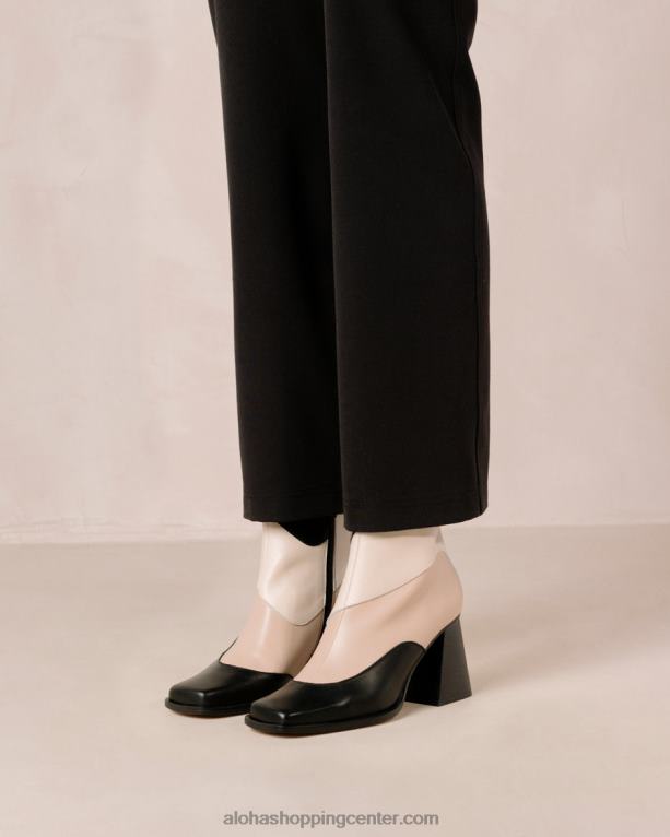 južni patchwork - črni in bež usnjeni škornji ženske Alohas 0D4R8207