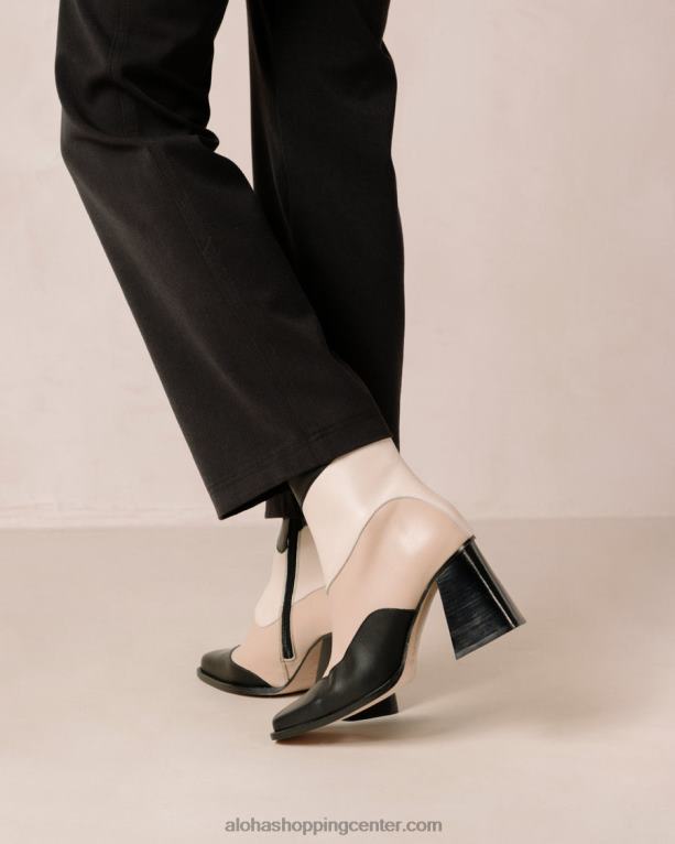 južni patchwork - črni in bež usnjeni škornji ženske Alohas 0D4R8207