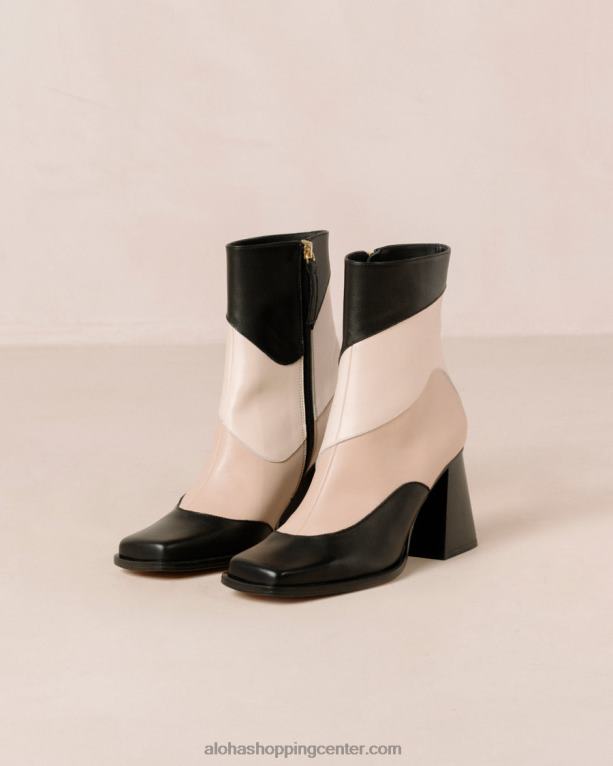 južni patchwork - črni in bež usnjeni škornji ženske Alohas 0D4R8207