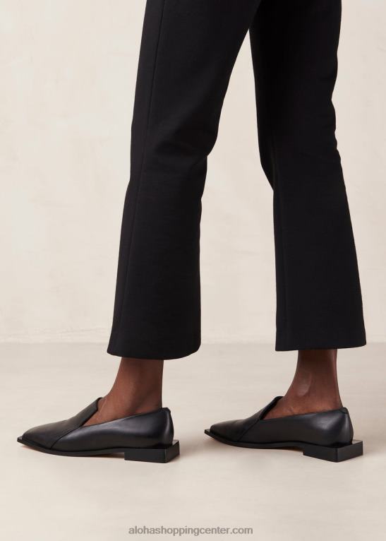 kaizen - črni usnjeni loaferji ženske Alohas 0D4R8483