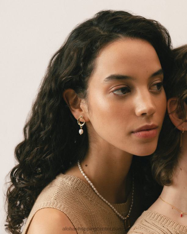 kakav - zlati biserni uhani ženske Alohas 0D4R81073