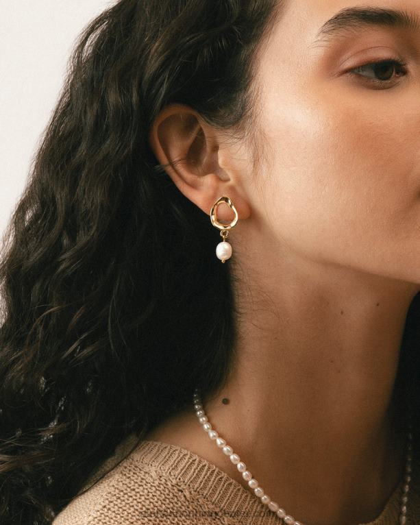 kakav - zlati biserni uhani ženske Alohas 0D4R81073