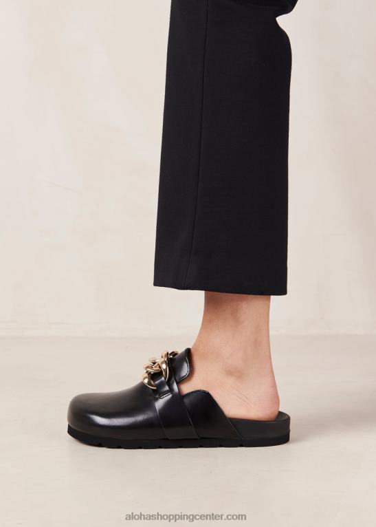 kamin - črne usnjene cokle ženske Alohas 0D4R8431