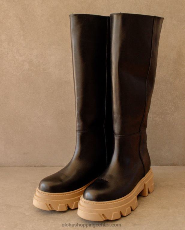 katiuska - črni in bež usnjeni škornji ženske Alohas 0D4R899