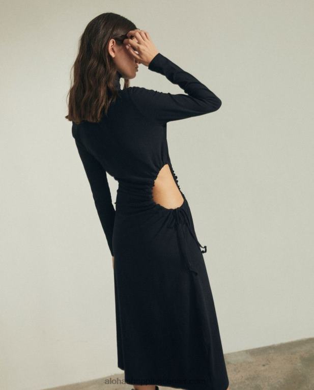 knockout - črna bombažna obleka ženske Alohas 0D4R8878