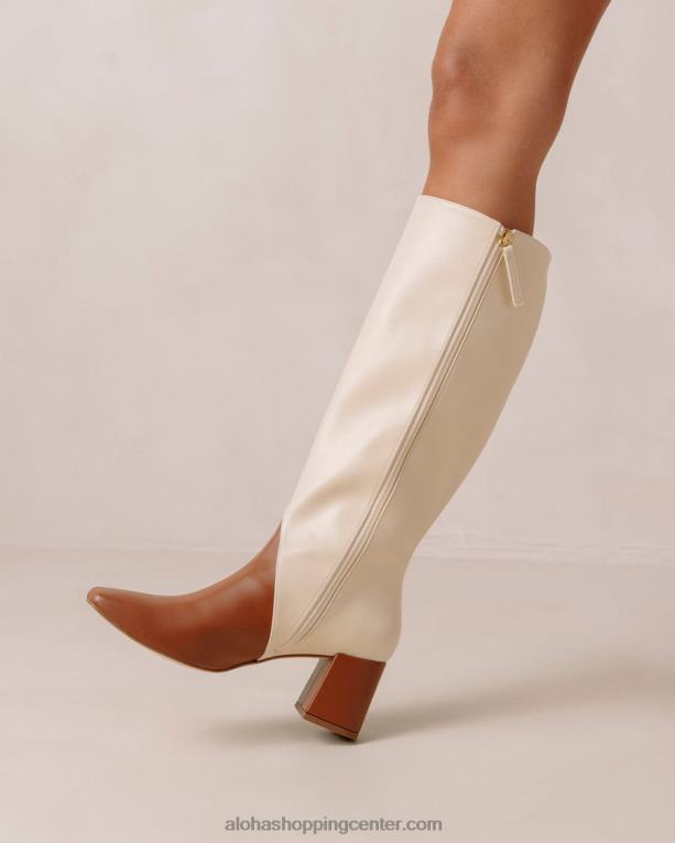 kreda - beli in rjavi veganski usnjeni škornji ženske Alohas 0D4R8104