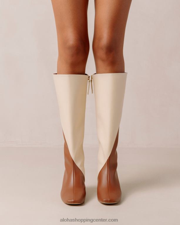 kreda - beli in rjavi veganski usnjeni škornji ženske Alohas 0D4R8104