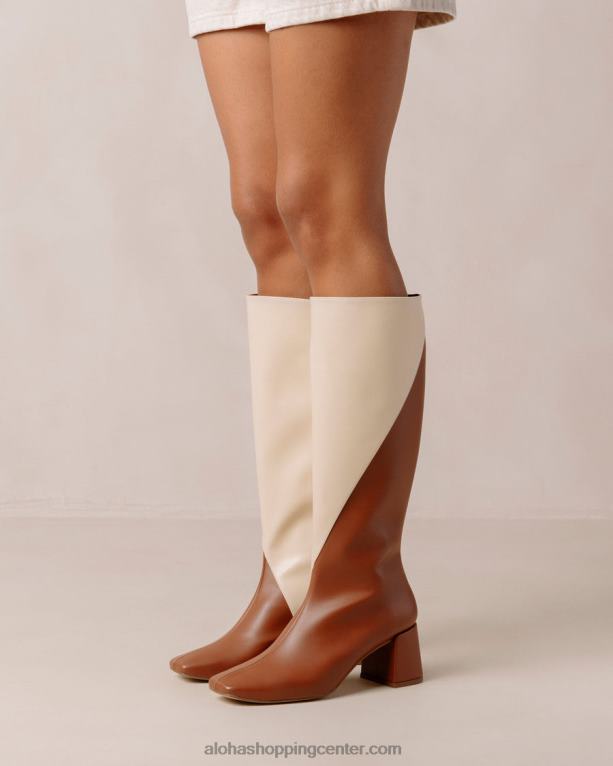 kreda - beli in rjavi veganski usnjeni škornji ženske Alohas 0D4R8104