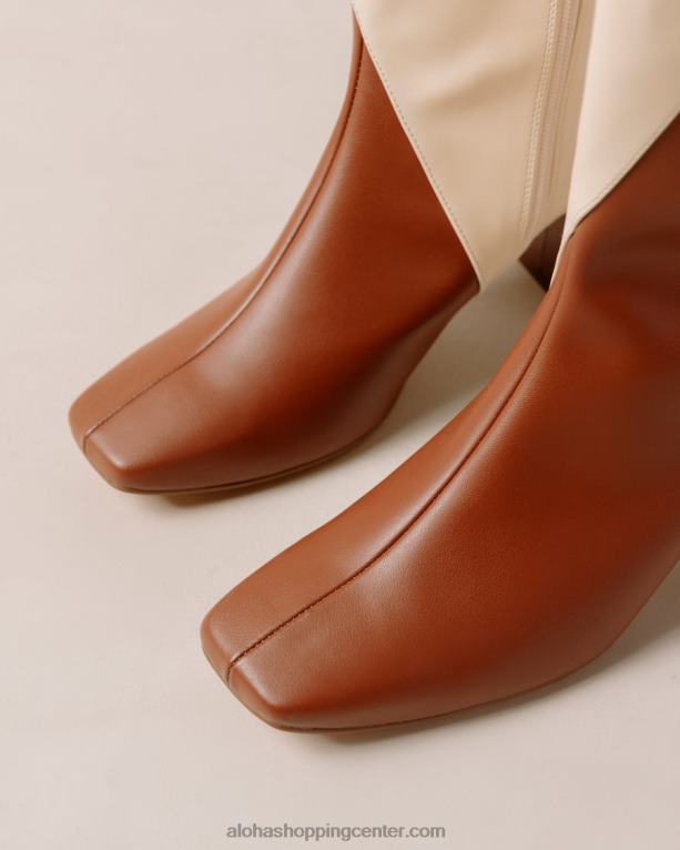 kreda - beli in rjavi veganski usnjeni škornji ženske Alohas 0D4R8104