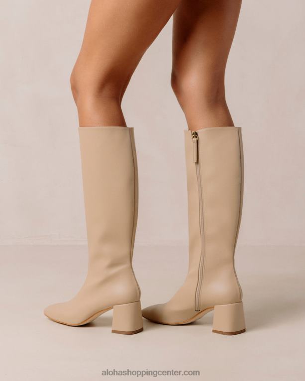 kreda - bež veganski usnjeni škornji ženske Alohas 0D4R8106