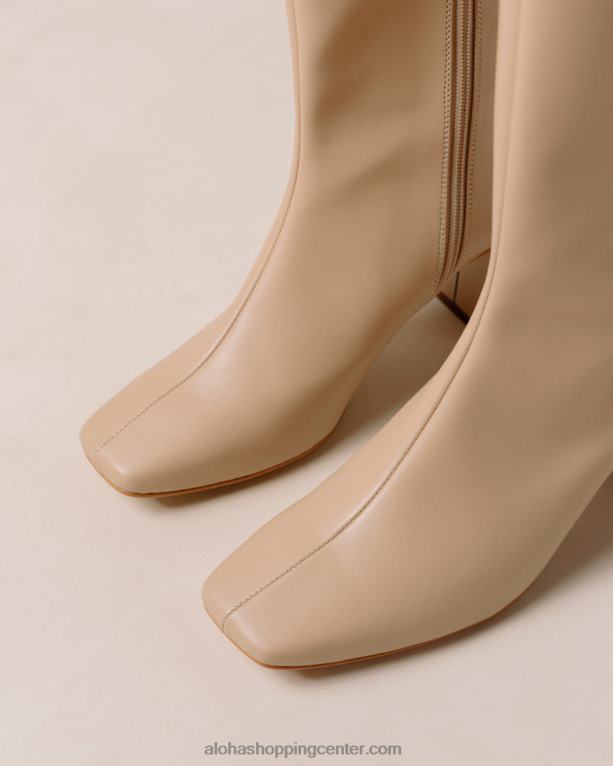 kreda - bež veganski usnjeni škornji ženske Alohas 0D4R8106