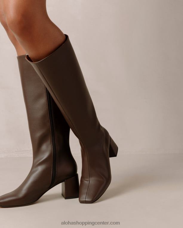 kreda - temno rjavi veganski usnjeni škornji ženske Alohas 0D4R8109