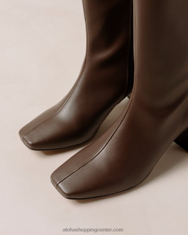 kreda - temno rjavi veganski usnjeni škornji ženske Alohas 0D4R8109