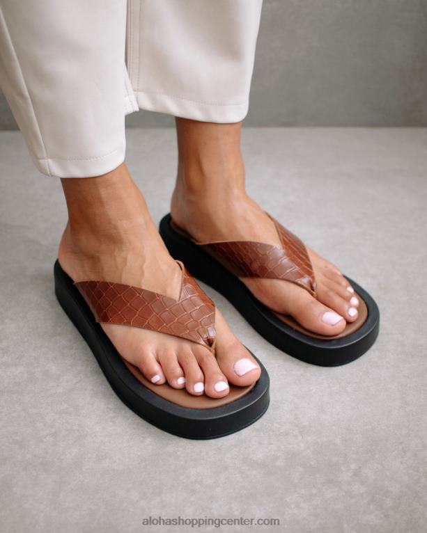 kroko – rjavi usnjeni sandali ženske Alohas 0D4R8452