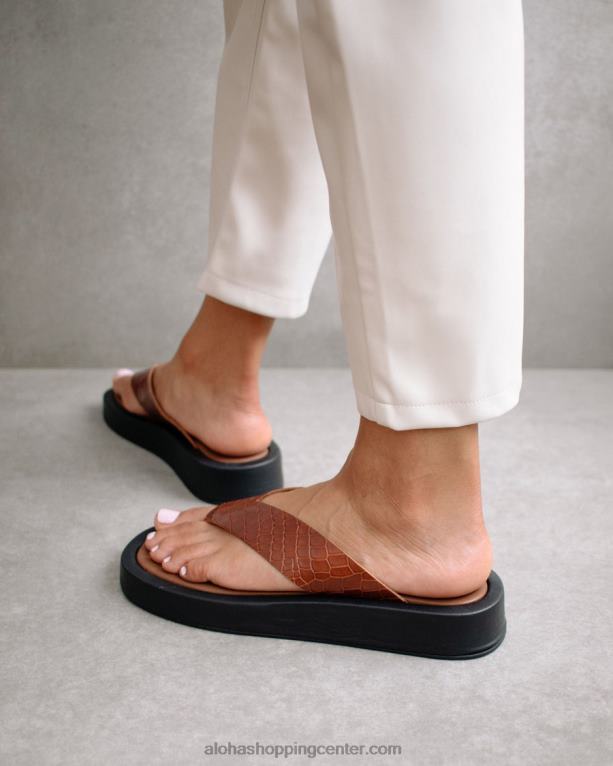 kroko – rjavi usnjeni sandali ženske Alohas 0D4R8452