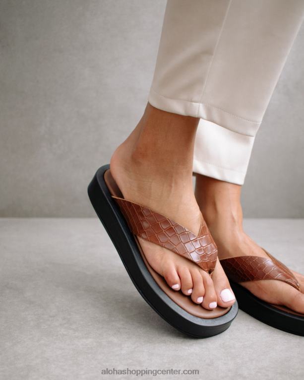 kroko – rjavi usnjeni sandali ženske Alohas 0D4R8452