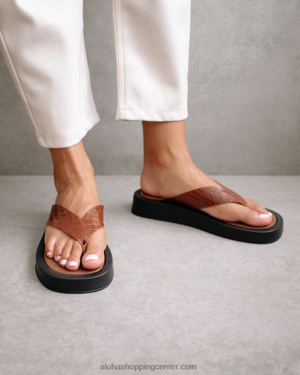 kroko – rjavi usnjeni sandali ženske Alohas 0D4R8452