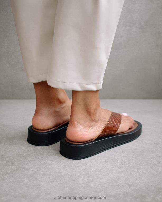 kroko – rjavi usnjeni sandali ženske Alohas 0D4R8452