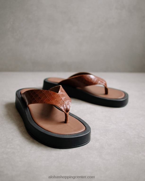 kroko – rjavi usnjeni sandali ženske Alohas 0D4R8452