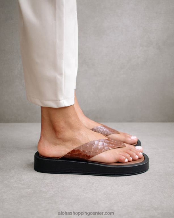 kroko – rjavi usnjeni sandali ženske Alohas 0D4R8452