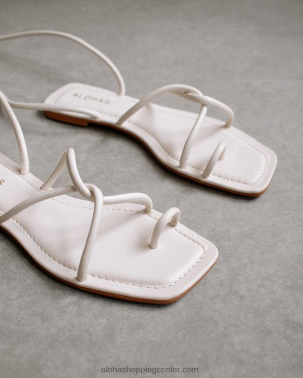 lace it up - beli usnjeni sandali ženske Alohas 0D4R8482