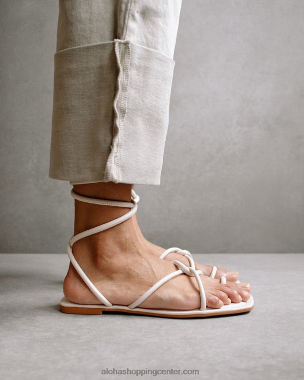 lace it up - beli usnjeni sandali ženske Alohas 0D4R8482