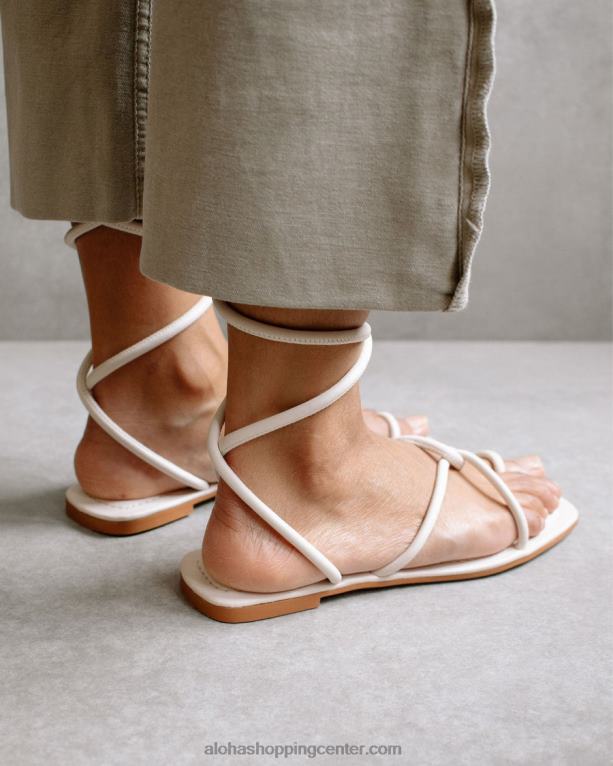 lace it up - beli usnjeni sandali ženske Alohas 0D4R8482