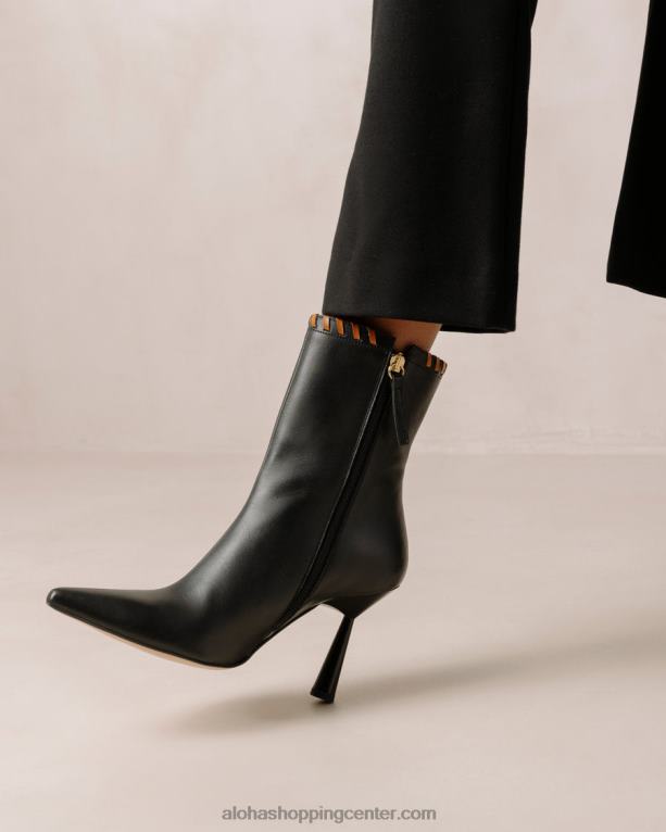 leo black - črni usnjeni škornji ženske Alohas 0D4R8538