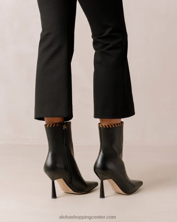 leo black - črni usnjeni škornji ženske Alohas 0D4R8538