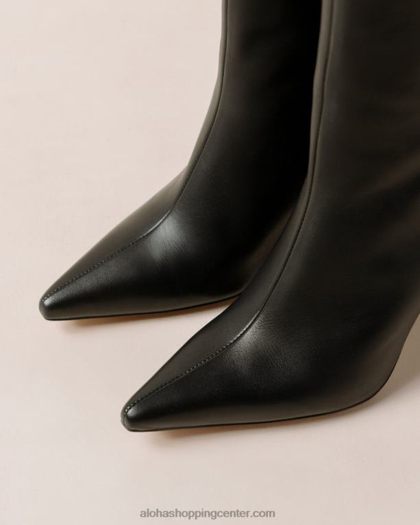 leo black - črni usnjeni škornji ženske Alohas 0D4R8538