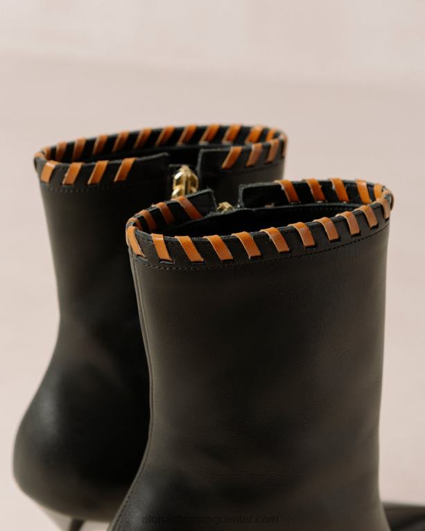 leo black - črni usnjeni škornji ženske Alohas 0D4R8538