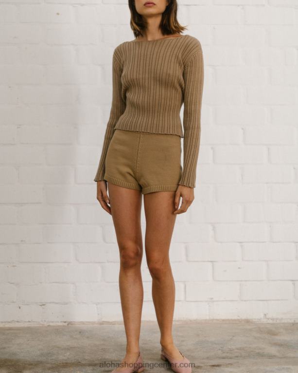 lepe - rjave pletene kratke hlače ženske Alohas 0D4R8725