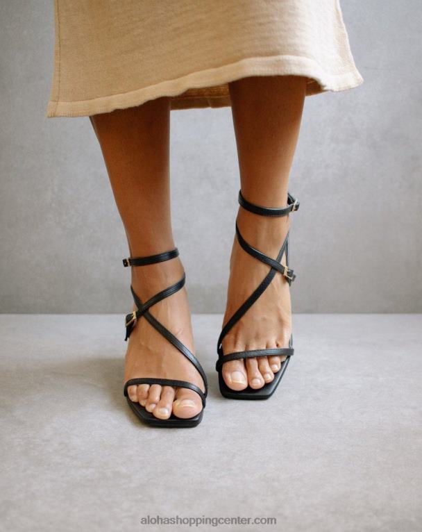 manhattan - črni usnjeni sandali ženske Alohas 0D4R8374