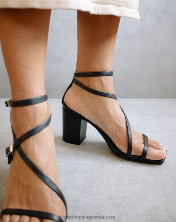 manhattan - črni usnjeni sandali ženske Alohas 0D4R8374